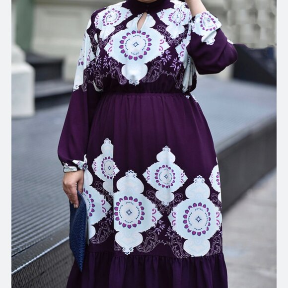 LANE BRYANT x Girls With Curves Midi Dress - Women's Size 18 Purple - Picture 2 of 5